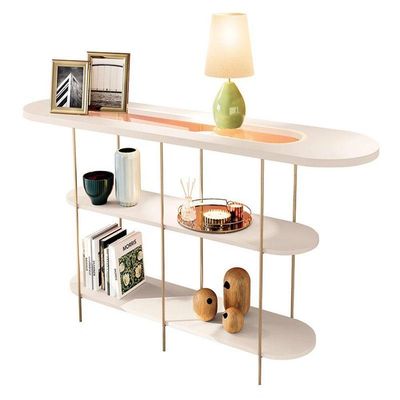 Estante Home Theater Bold Off White Castanho E Aparador Infinity E Mesa De Centro Sky Off White - Hb Móveis