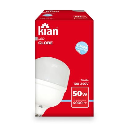 Lâmpada Led 50W Globe Kian Branca Bivolt Bivolt