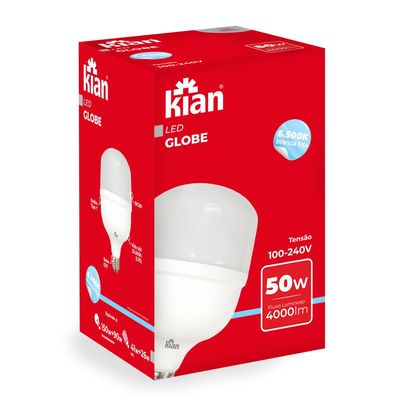 Lâmpada Led 50W Globe Kian Branca Bivolt Bivolt
