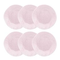 Jogo de 6 Pratos Rasos Oxford Ryo Pink Sand Rosa Claro 27,5cm Porcelana