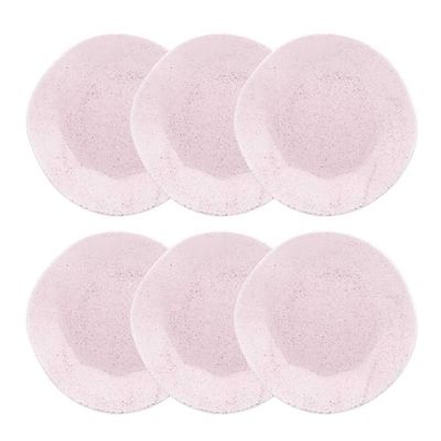 Jogo de 6 Pratos Rasos Oxford Ryo Pink Sand Rosa Claro 27,5cm Porcelana