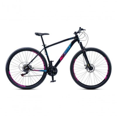 Bicicleta Aro 29 Ksw 24 Vel Alumínio Freio Disco Xlt100 Mtb Preto/rosa/azul 15
