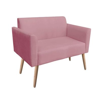 01 Namoradeira E 01 Poltrona Marisa Suede Rose