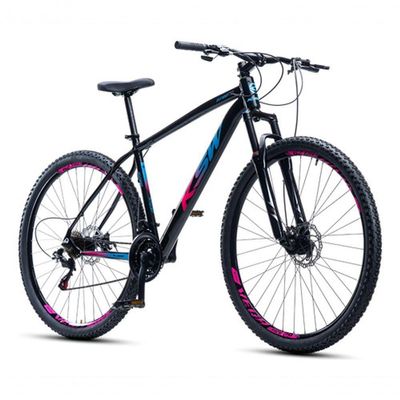 Bicicleta Bike Aro 29 Ksw Marcha 21 Velocidades Alumínio Xlt 100 Mtb Preto/rosa/azul 15