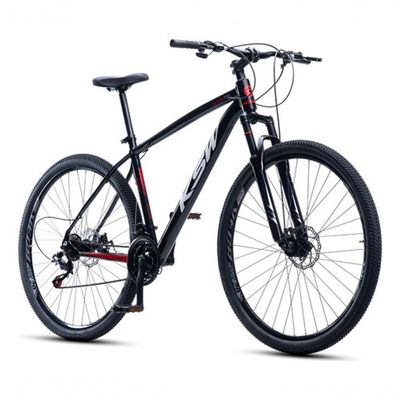 Bicicleta Aro 29 Ksw 24 Vel Alumínio Freio Disco Xlt100 Mtb Preto/vermelho/branco 17