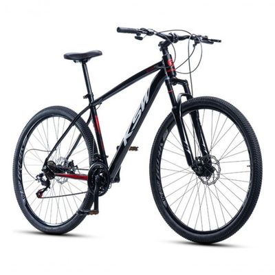 Bicicleta Aro 29 Ksw 24 Vel Shimano Alumínio Freio Disco Xlt100 Mtb Preto/vermelho/branco 17