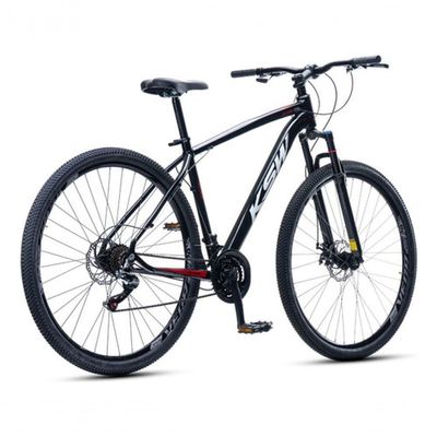 Bicicleta Aro 29 Ksw 21 Vel Shimano Alumínio Freio Disco Xlt100 Mtb Preto/vermelho/branco 17