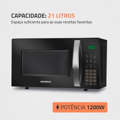 Forno Micro-ondas 21L Mondial MO01 Preto 220V 220V