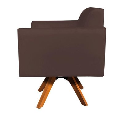 Poltrona Marisa Suede Marrom Base Madeira