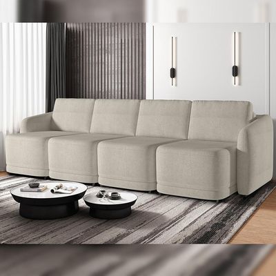 Sofá Cama para Sala de Estar 4 Lugares 316cm Montserrat K01 Bouclê Bege - Lyam Decor