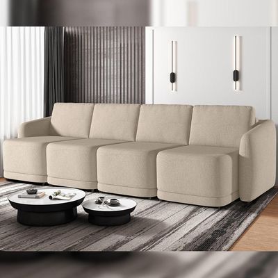 Sofá Cama para Sala de Estar 4 Lugares 316cm Montserrat K01 Linho Bege - Lyam Decor