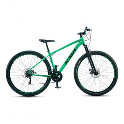 Bicicleta Aro 29 Ksw 24 Vel Shimano Alumínio Freio Disco Xlt100 Mtb Verde 19