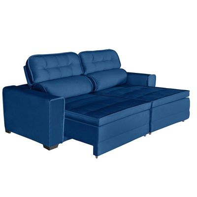 Sofá Império 5 Lugares 2,50cm Retrátil E Reclinável - De Casa Décor E Estofados Azul