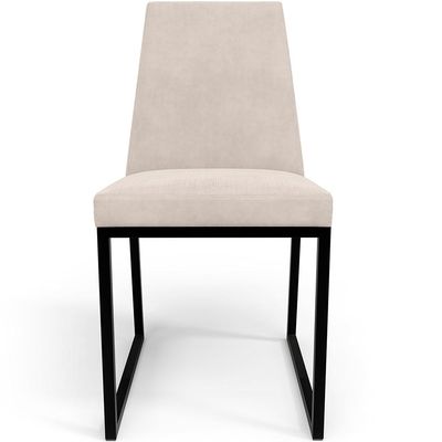 Kit 02 Cadeiras Para Sala De Jantar Base Aço Industrial Preto Dafne L02 Suede Bege - Lyam Decor
