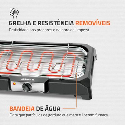 Churrasqueira Elétrica Mondial Grand Steak & Grill CH05 Preta 127V 220V