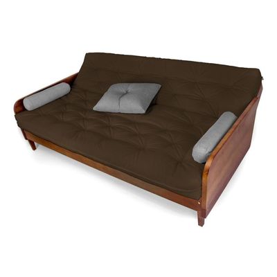 Sofá Cama Paris Acquablock Marrom Madeira Maciça Cor Imbuia