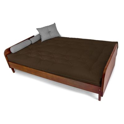 Sofá Cama Paris Acquablock Marrom Madeira Maciça Cor Imbuia
