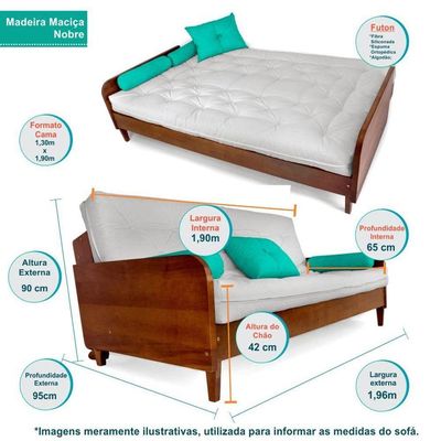 Sofá Cama Paris Acquablock Marrom Madeira Maciça Cor Imbuia