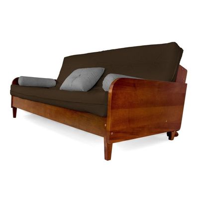 Sofá Cama Paris Acquablock Marrom Madeira Maciça Cor Imbuia