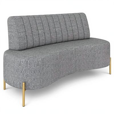 Sofá 2 Lugares 160cm Pés Aço Dourado Tamar Linho Cinza Z08 - Mpozenato