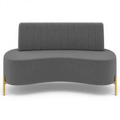 Sofá 2 Lugares 135cm Pés Aço Dourado Tamar Veludo Grafite Z08 - Mpozenato
