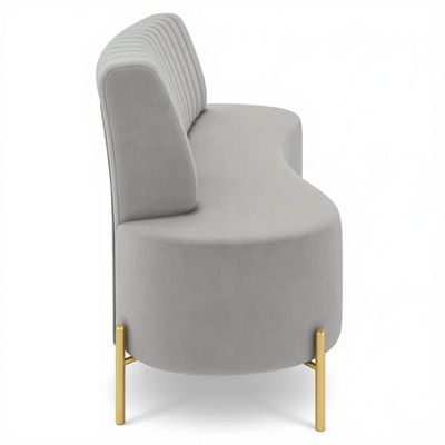 Sofá 2 Lugares 135cm Pés Aço Dourado Tamar Veludo Cinza Z08 - Mpozenato