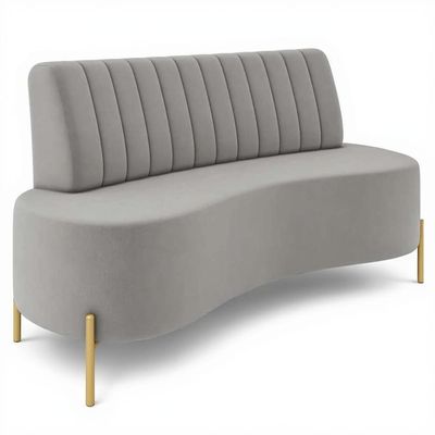 Sofá 2 Lugares 135cm Pés Aço Dourado Tamar Veludo Cinza Z08 - Mpozenato