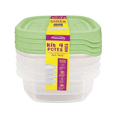 Kit 4 Potes Linha Mais 250ml Plasvale Verde
