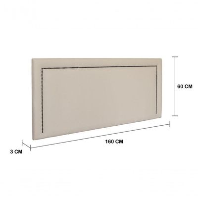 Cabeceira Queen Reta Luxo 160x60 Courino Off White - Tachas Fumê