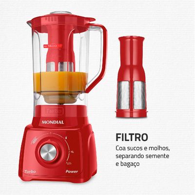 Liquidificador com Filtro Mondial L99 FR 500W 2,2L Vermelho 220V 220V