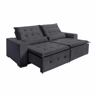 Sofá Spazzio 4 Lugares 2,20cm Retrátil E Reclinável - De Casa Décor E Estofados Cinza