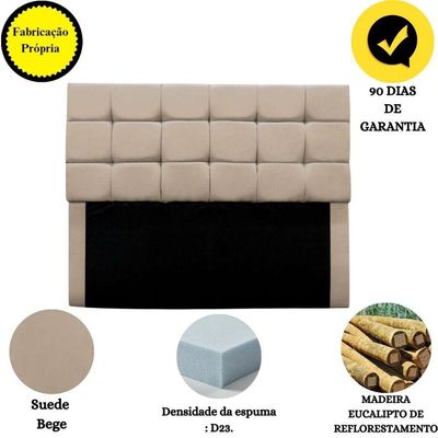 Cabeceira Cama Box Estofada King 195 Cm Ananda Suede Bege