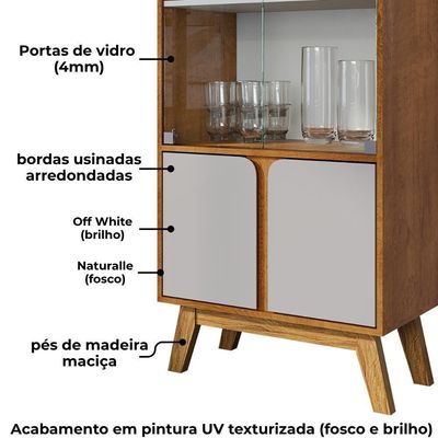 Cristaleira 4 Portas Madri 180x70 Cm Bechara Naturalle Off White