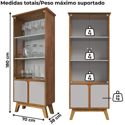 Cristaleira 4 Portas Madri 180x70 Cm Bechara Naturalle Off White