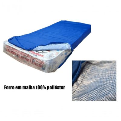 Capa Impermeável Para Colchão Casal Feita Em Napa Hospitalar - 138x188x30cm Azul