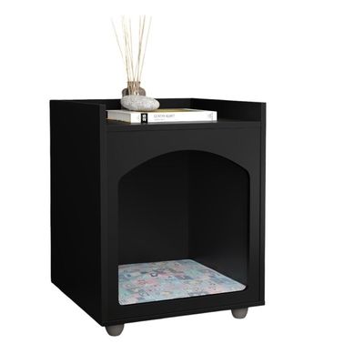 Mesa De Cabeceira Casinha De Cachorro-gato Pet Preto-freijó