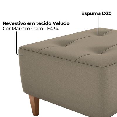 Puff Decorativo Para Sala Piva 62x52 Cm E434 Milani Store Marrom Claro
