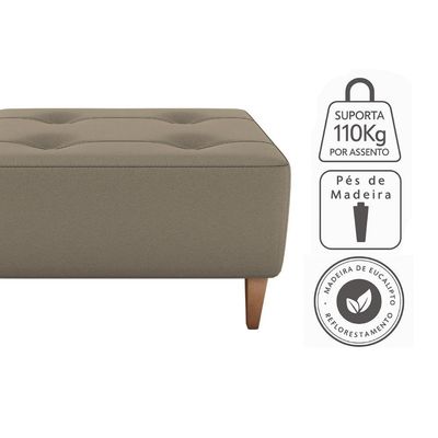 Puff Decorativo Para Sala Piva 62x52 Cm E434 Milani Store Marrom Claro