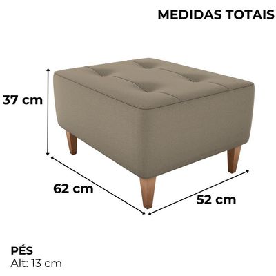 Puff Decorativo Para Sala Piva 62x52 Cm E434 Milani Store Marrom Claro
