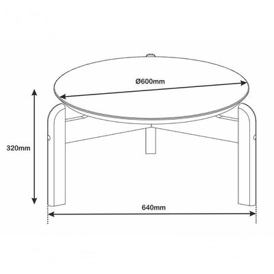 Mesa De Centro Circular Para Sala De Estar Luna Off-white-cedro