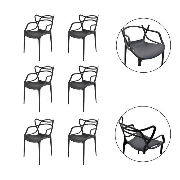 Kit Com 6 Unidades Cadeiras Allegra Moderna Sem Montagem preto
