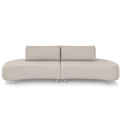 Sofá 4 Lugares Para Sala Living Orgânico Pés Metálicos 260cm Shui P08 Veludo Bege - Lyam Decor