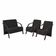 Conjunto Poltronas Vênus Braço Madeira Suede Preto