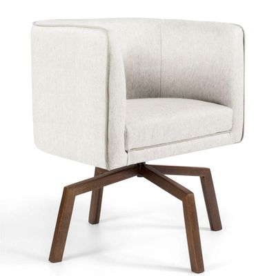 Kit 02 Poltronas Giratória Ka Nix Linho Creme Gran Belo