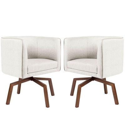 Kit 02 Poltronas Giratória Ka Nix Linho Creme Gran Belo