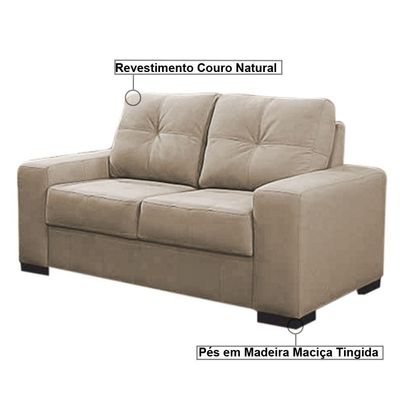Sofá 2 Lugares 150cm Turim Couro Bege 66