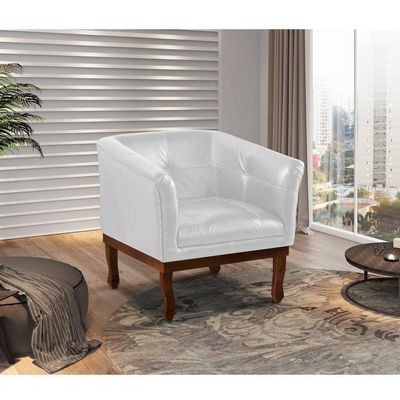 Kit 2 Poltronas Decorativa Noah Couro Branco