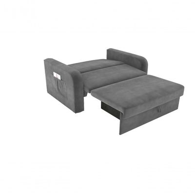Sofá Cama 2 Lugares Compacto Com Baú 145 Larg Daiane Matrix Veludo Cinza