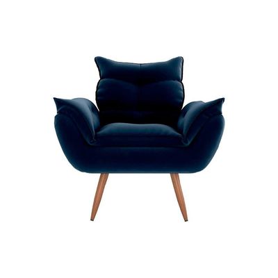 Poltrona Opala Tokio Para Descanço Confortável Toquio Matrix Veludo Azul