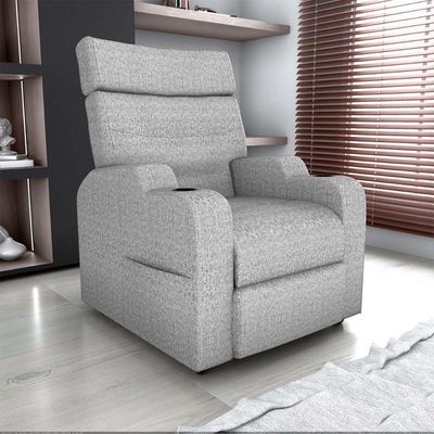 Poltrona Do Papai Reclinável Premium Com Porta Copos E Porta Controle Toro Matrix Linho Cinza